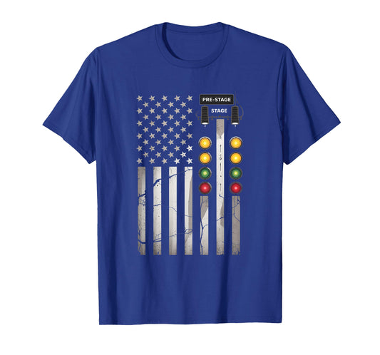 Drag Racing American Flag Drag Racer Tree Light for Men T-Shirt