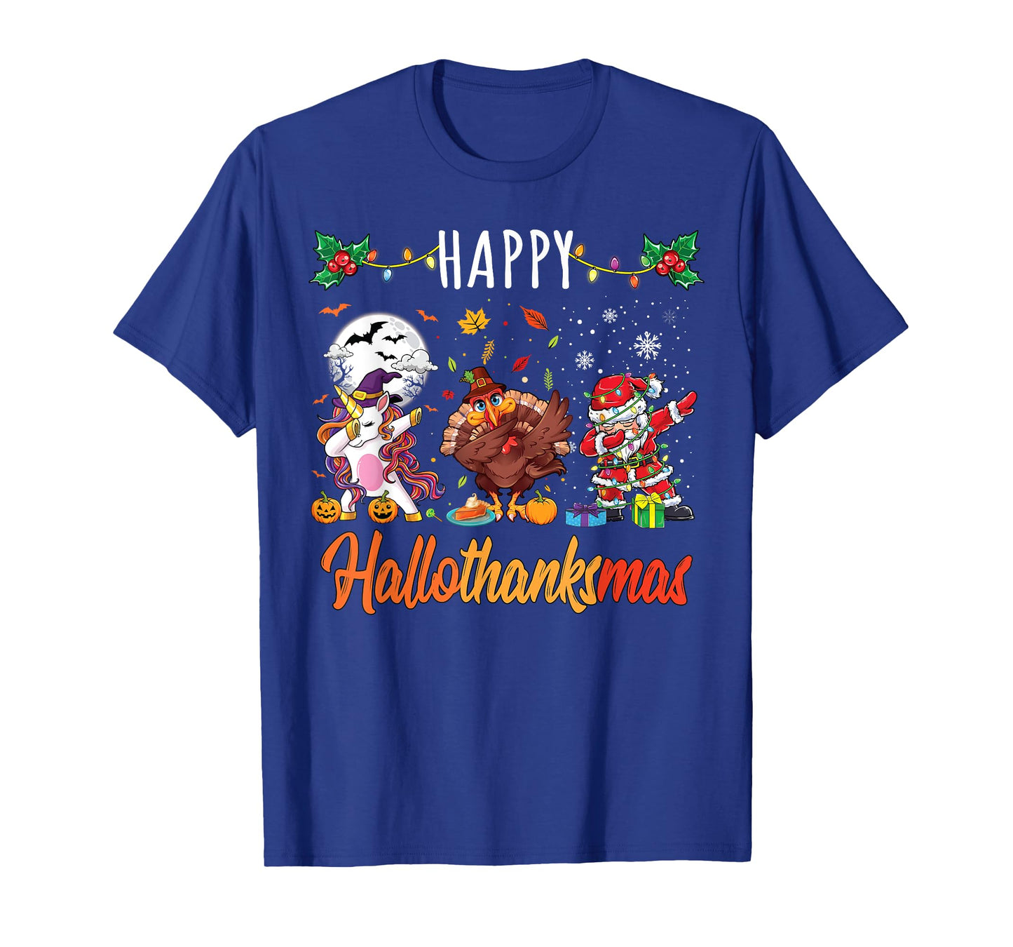 Happy Hallothanksmas Shirt Thanksgiving Halloween Christmas T-Shirt