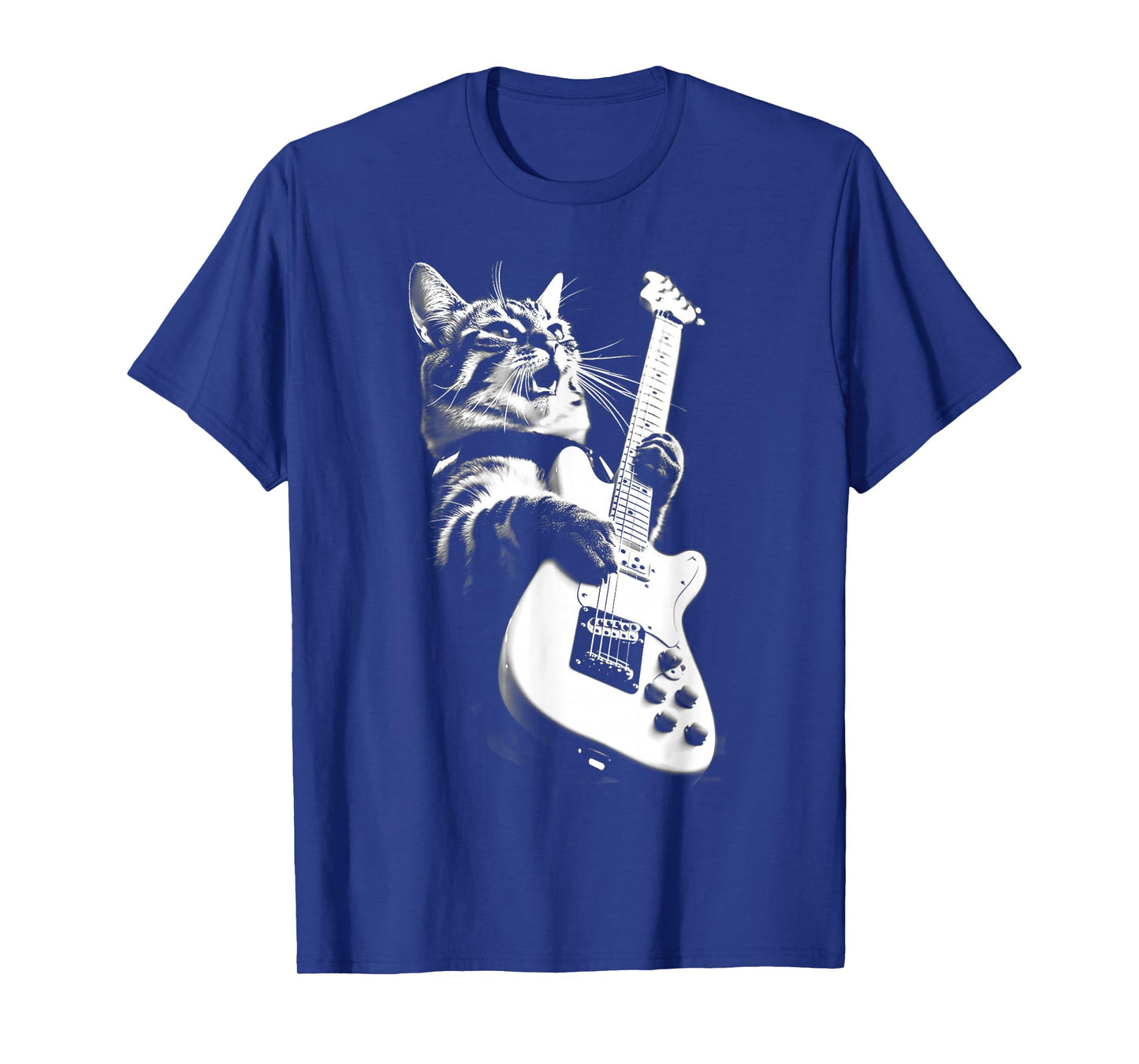 Rock Cat Playing Guitar - Funny Guitar Cat T-Shirt