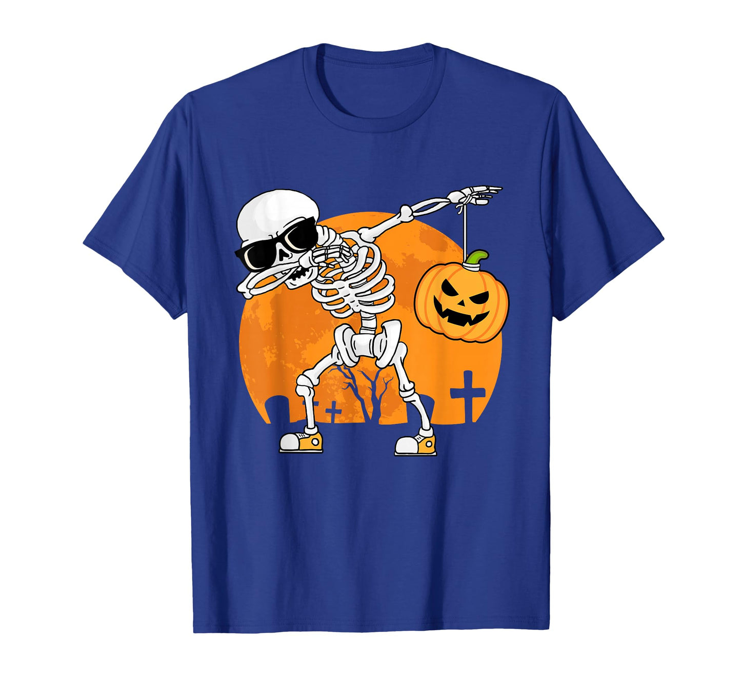 Dabbing Skeleton Funny Halloween Pumpkin Men Boys Kids T-Shirt