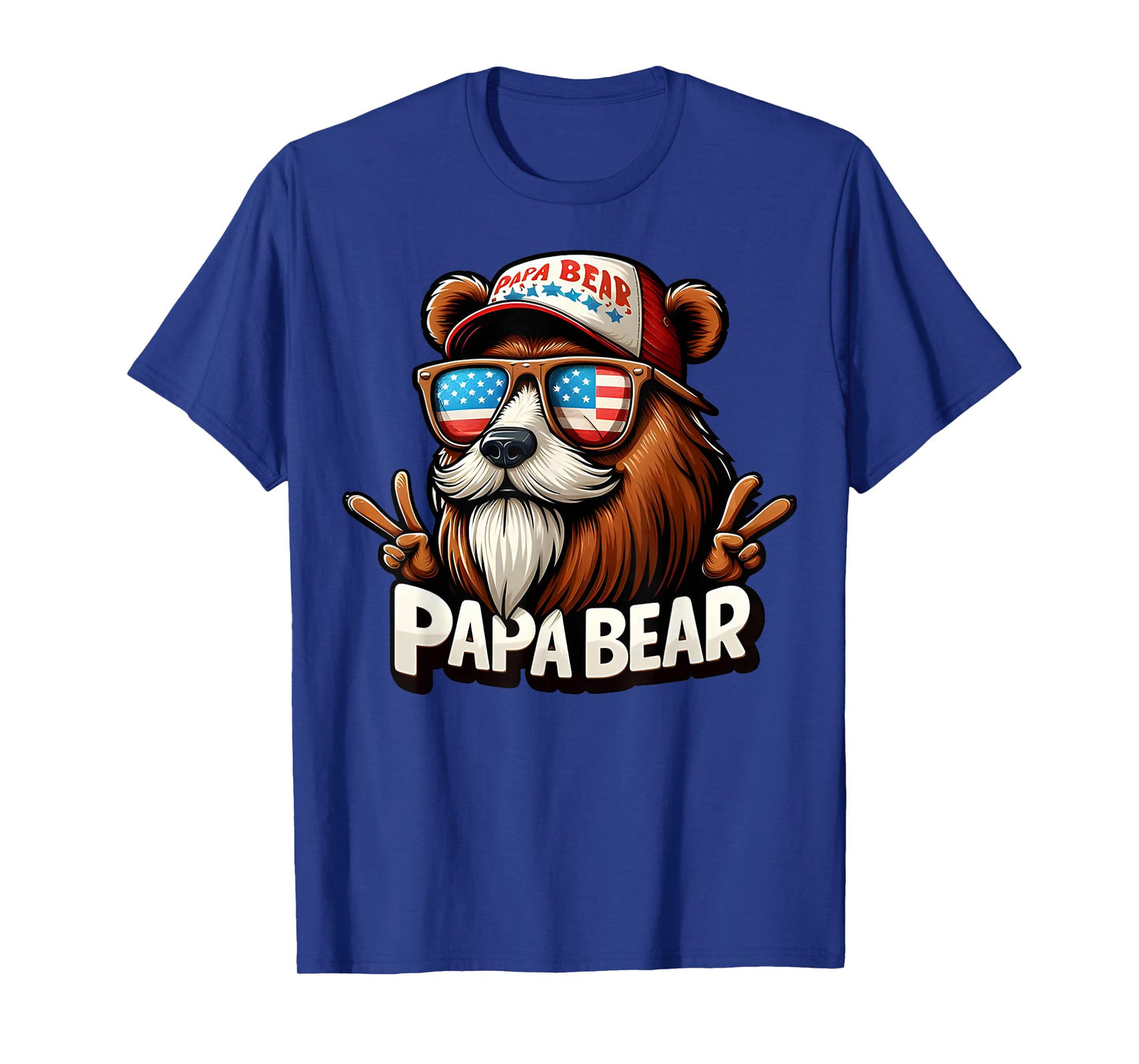 Papa Bear Shirt Fathers Day Gift US American Flag Best Dad T-Shirt