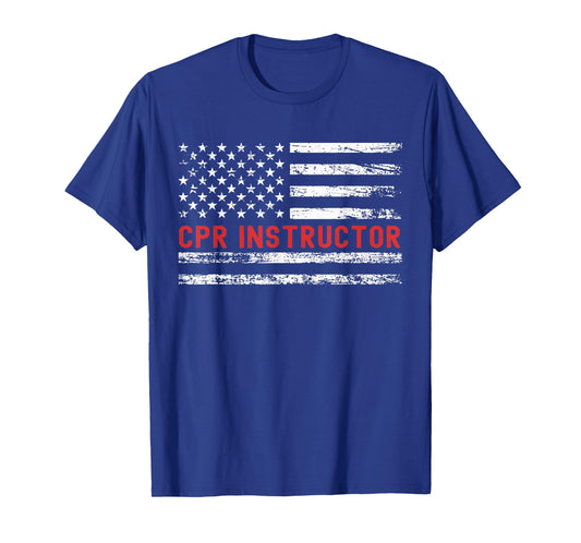 CPR Instructor USA Flag Profession Retro Job Title T-Shirt