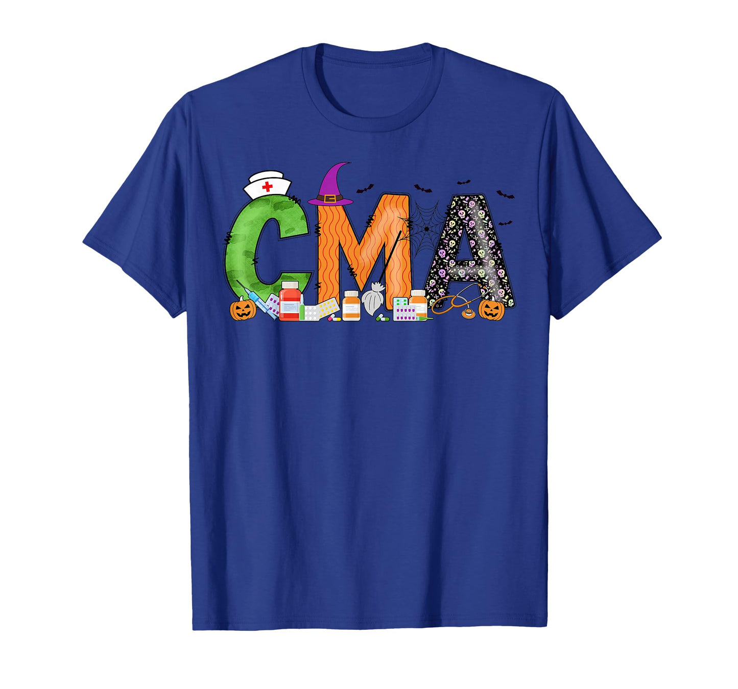 Certified Medical Assistants CMA Witch Nurse Skull Halloween T-Shirt