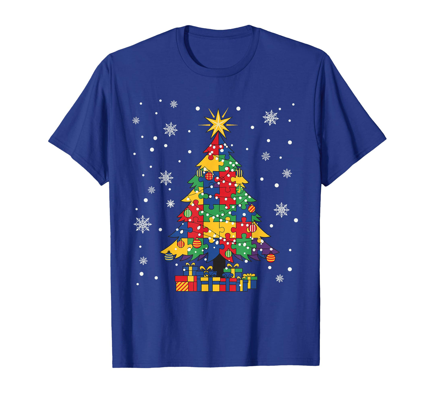 Men Women Christmas Tree Autism Awareness T-Shirt
