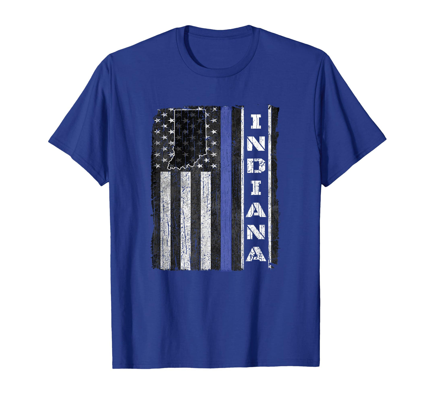 Indiana Thin Blue Line Police Week TShirt USA Flag Gift Cop T-Shirt