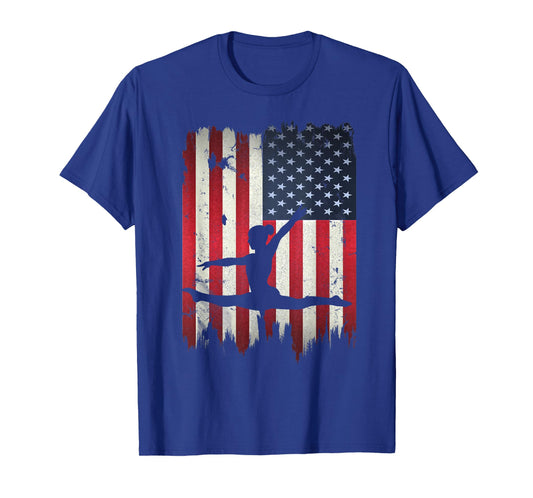 Gymnastics USA American Flag 4th of July Gymnast Patriotic T-Shirt