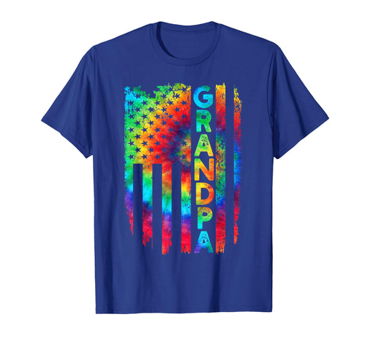 American Flag US Grandpa Tie Dye Father's Day 4th Of July Women Men T-Shirt