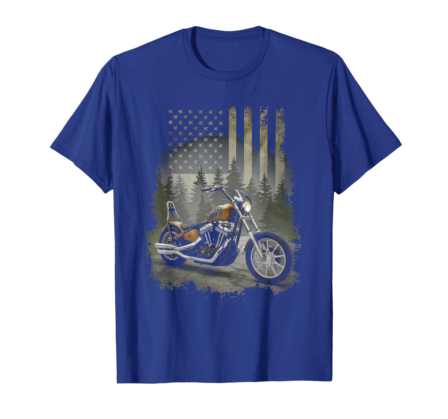 American Flag Motorcycle Tshirt USA Flag Biker Retro T-Shirt