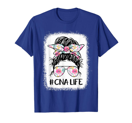 CNA Life Bleached Shirts Flower Messy Bun CnaLife T-Shirt