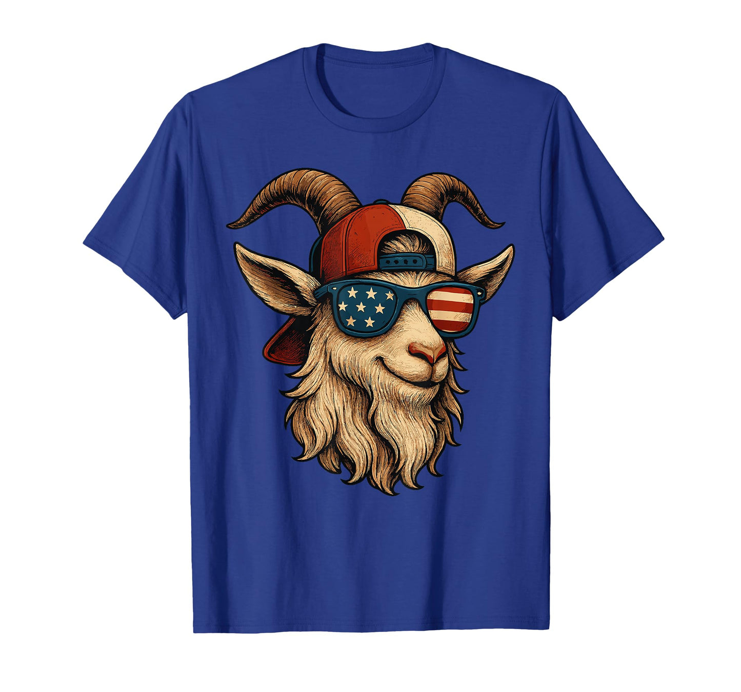 4th of July Goat USA Flag Sunglasses Patriotic Animal Design T-Shirt