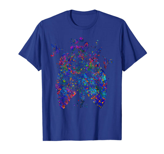 Color Hummingbird Floral Lung Anatomy Pulmonologist RT Nurse T-Shirt