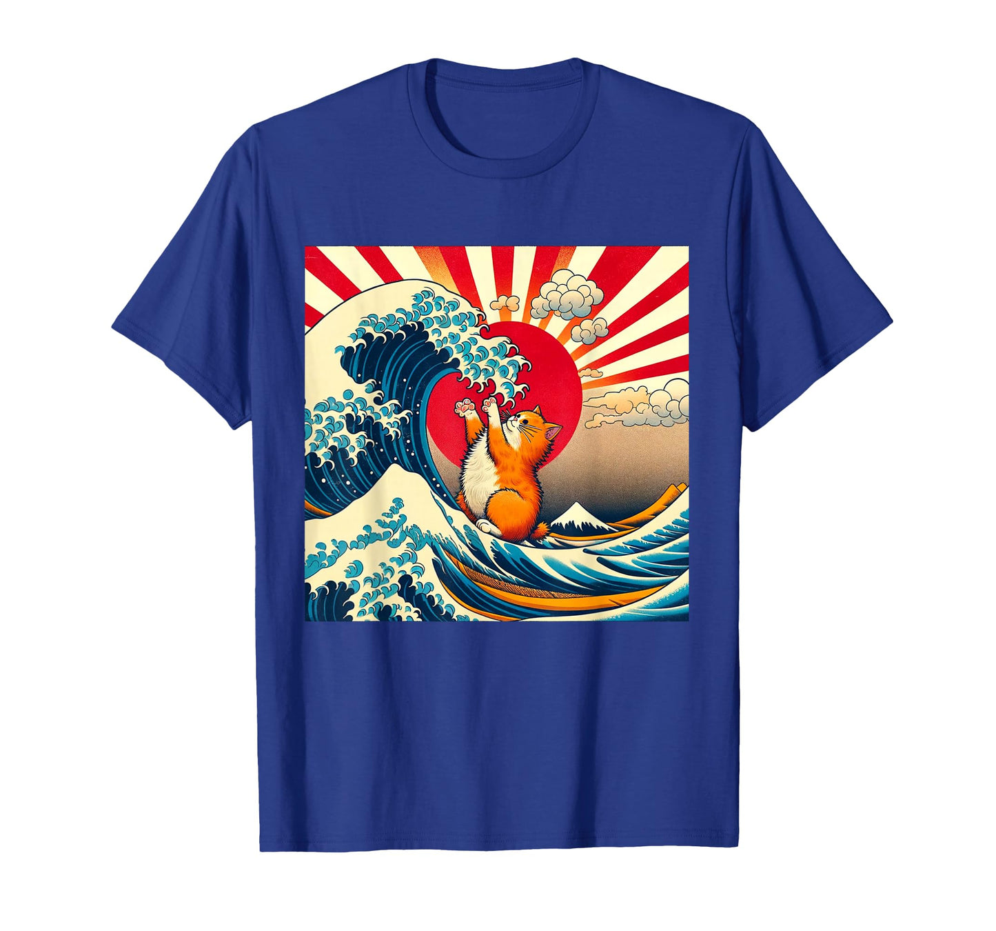 Kittenzilla Vintage Funny Cute Cat Art Japanese Sunset T-Shirt