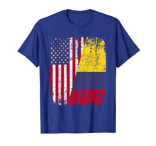 COLOMBIAN ROOTS | Half American Flag | COLOMBIA Women Kids Men T-Shirt