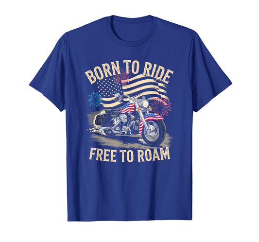 American Flag Motorcycle Tshirt USA Flag Biker Retro T-Shirt