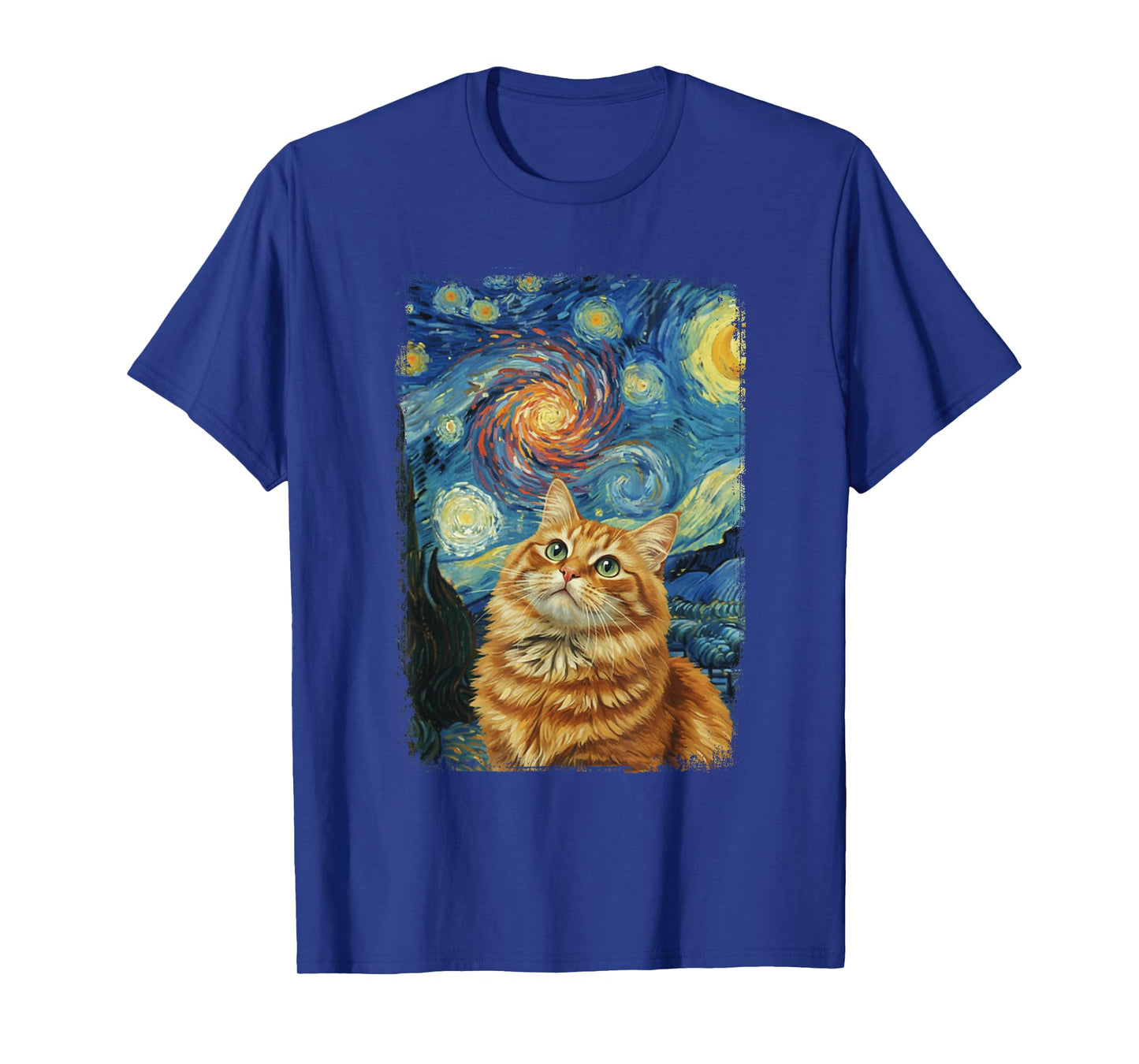 Van Gogh Starry Night Cute Cat Lovers Design T-Shirt