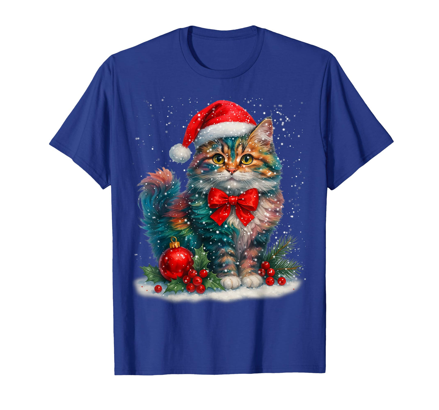 Cute Cat Santa Hat Red Coquette Christmas Xmas Women Girl T-Shirt