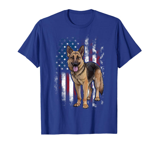 Patriotic German Shepherd American Flag Dog Men Women T-Shirt