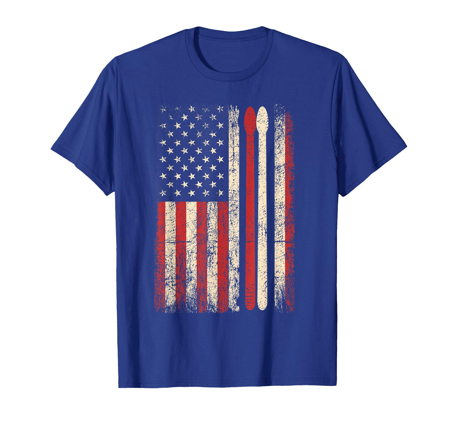 Vintage Drummer Drum Stick USA Flag American 4th Of July Tee T-Shirt