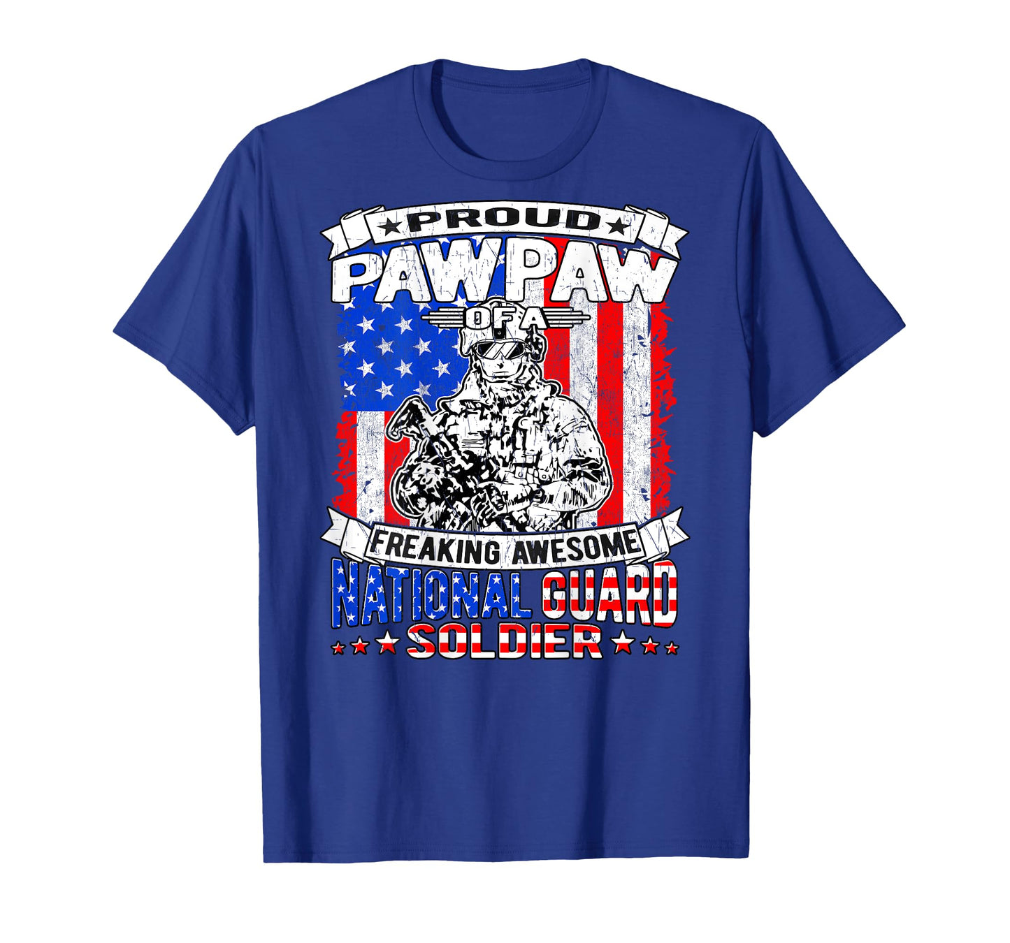 Mens Proud Pawpaw of National Guard Soldier Military Grandpa Gift T-Shirt