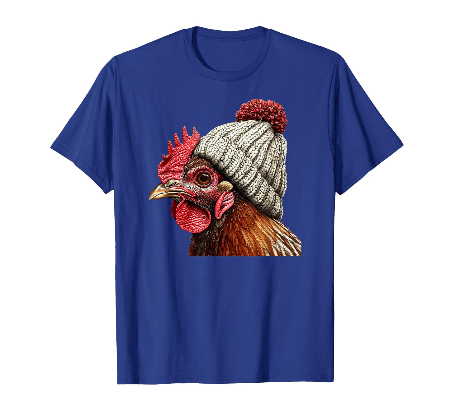Chicken Wearing Beanie Retro Graphic Farm Animal Rooster T-Shirt