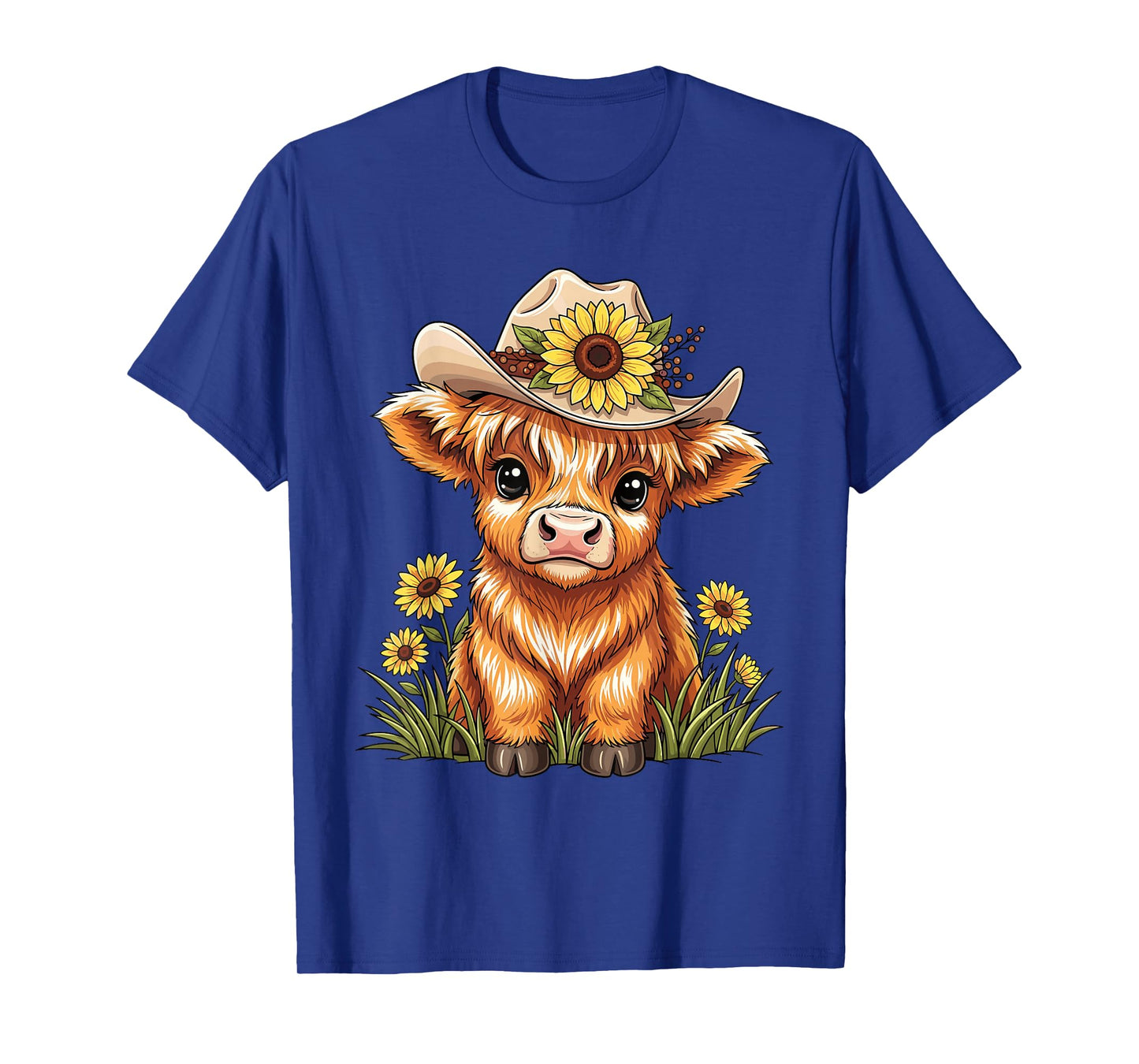 Cute Highland Cow Sunflower Farm Scottish Highland Cattle T-Shirt