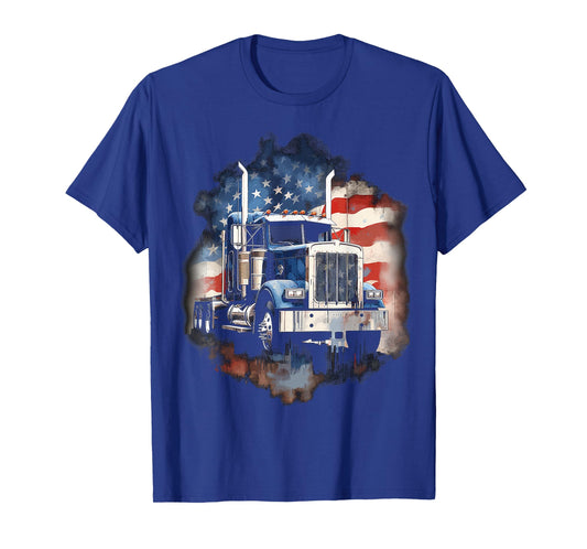 Truck Driver Patriotic American Flag Trucker Semi Driver USA T-Shirt