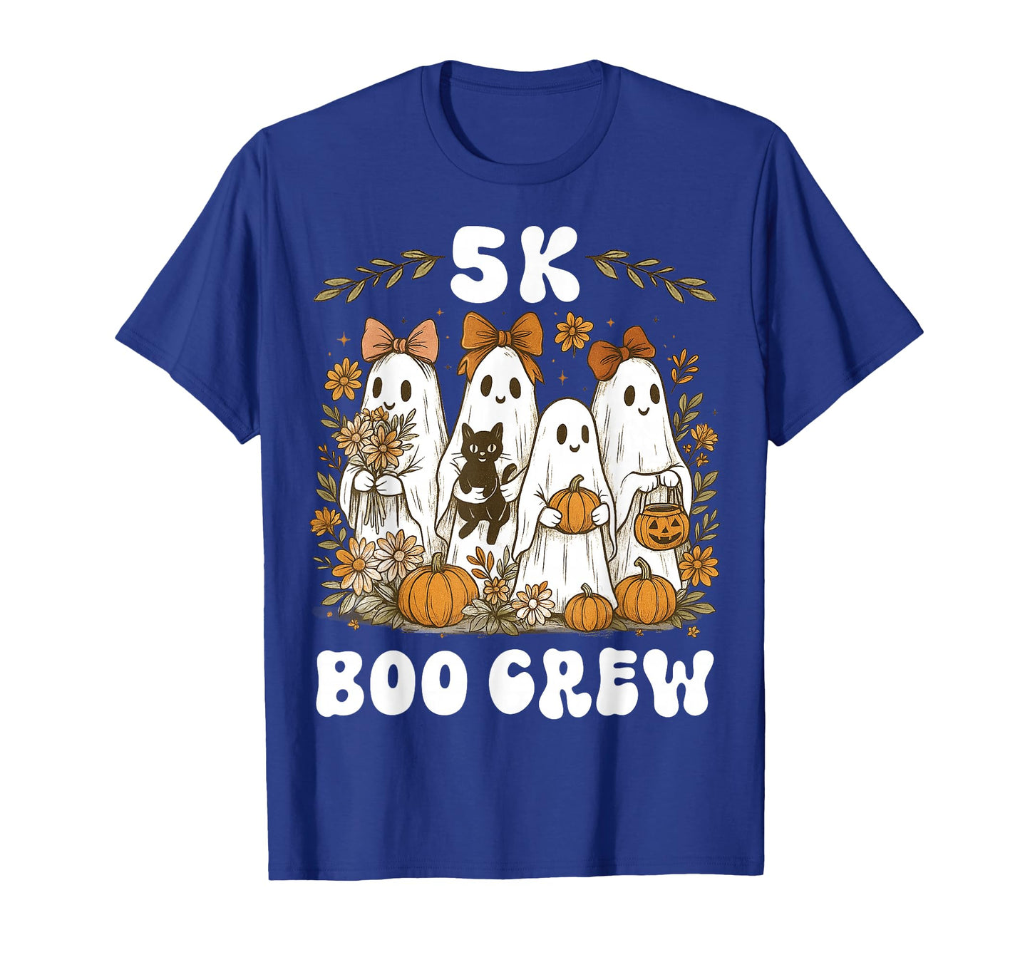 5K Boo Crew Halloween Teacher K5 Floral Ghost Trick or Teach T-Shirt