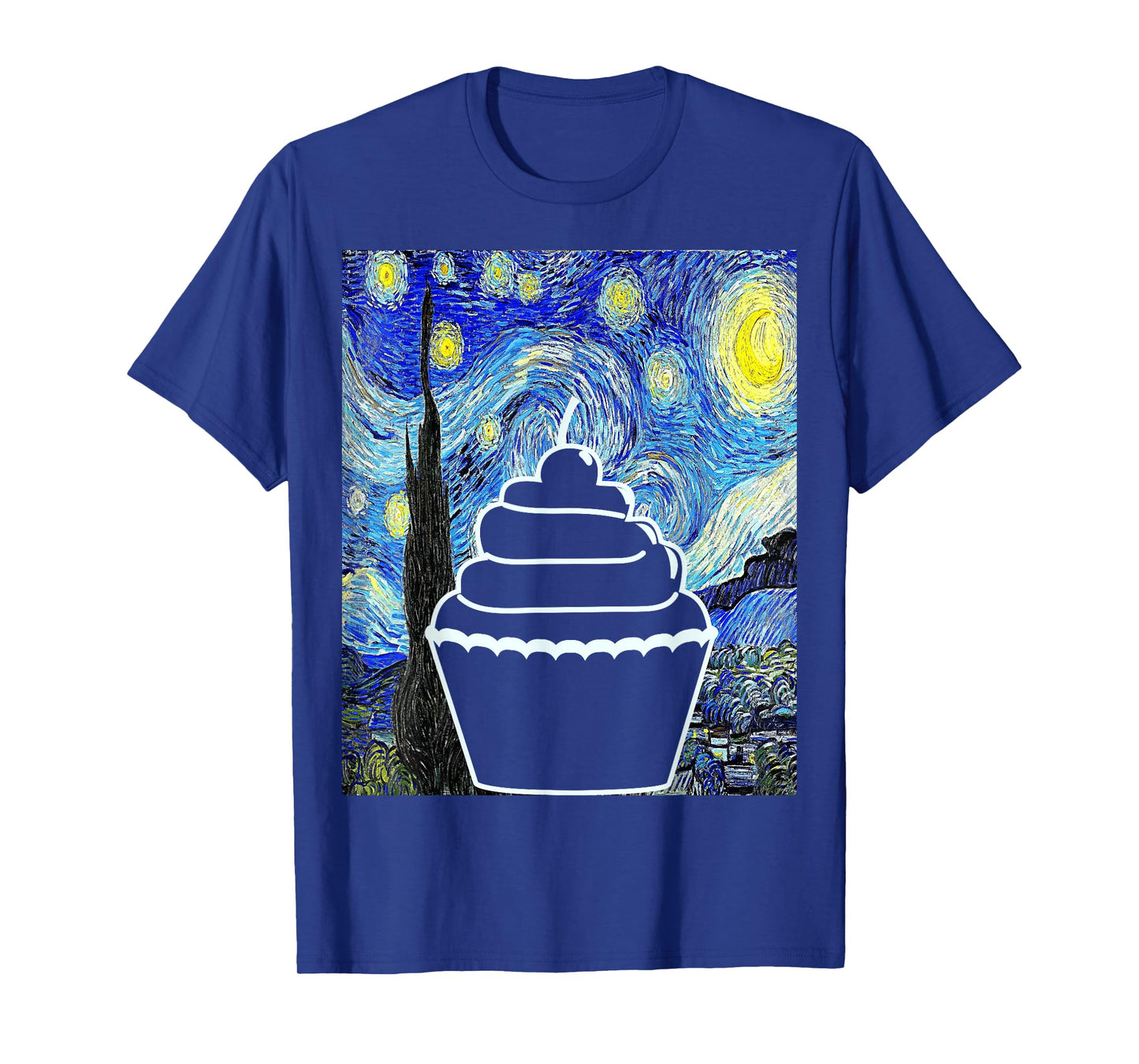 Cupcake Starry Night Cupcake Lover Baking Painting T-Shirt