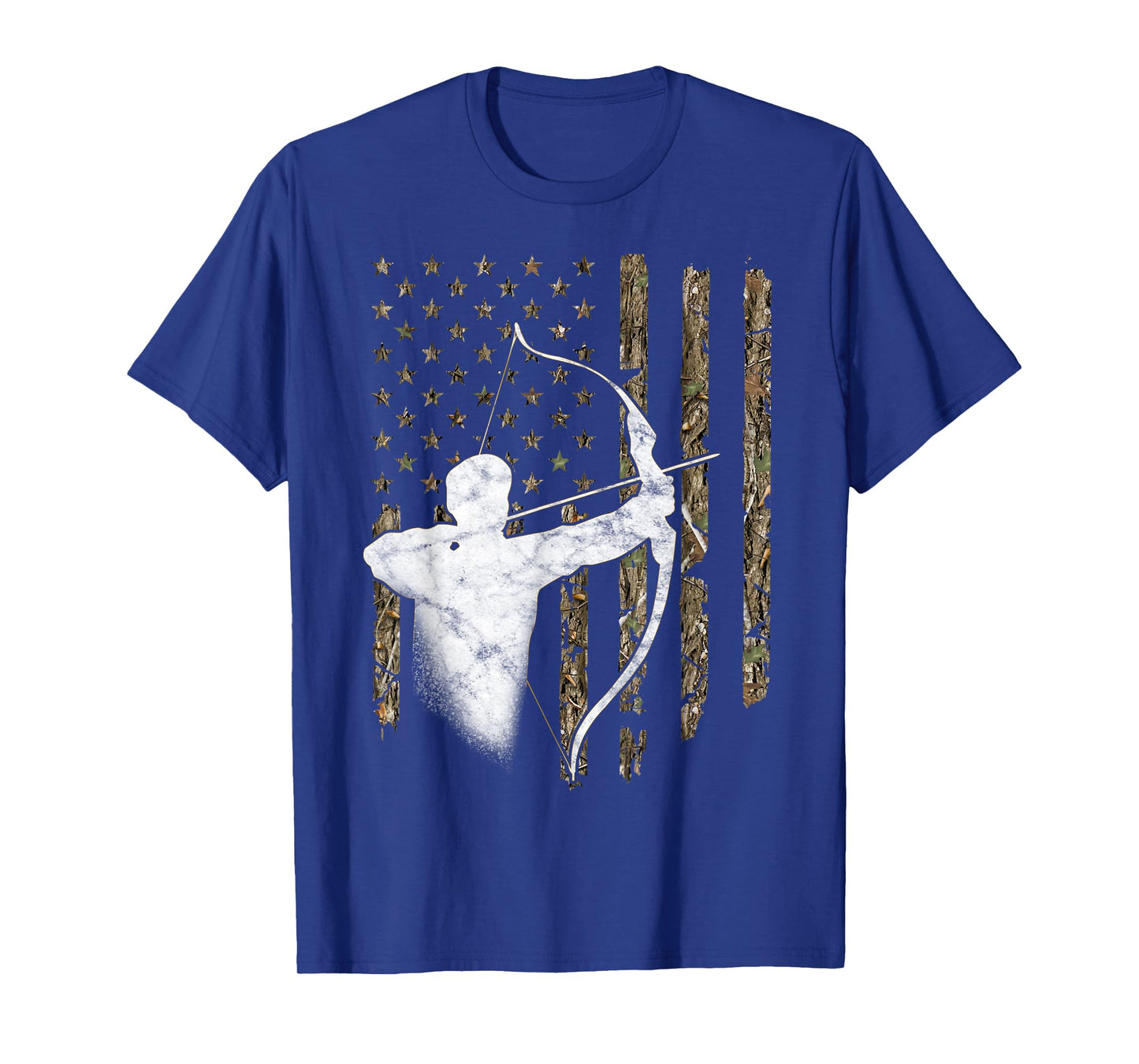 Archery Recurve Long Bow American Flag Camouflage Hunting T-Shirt