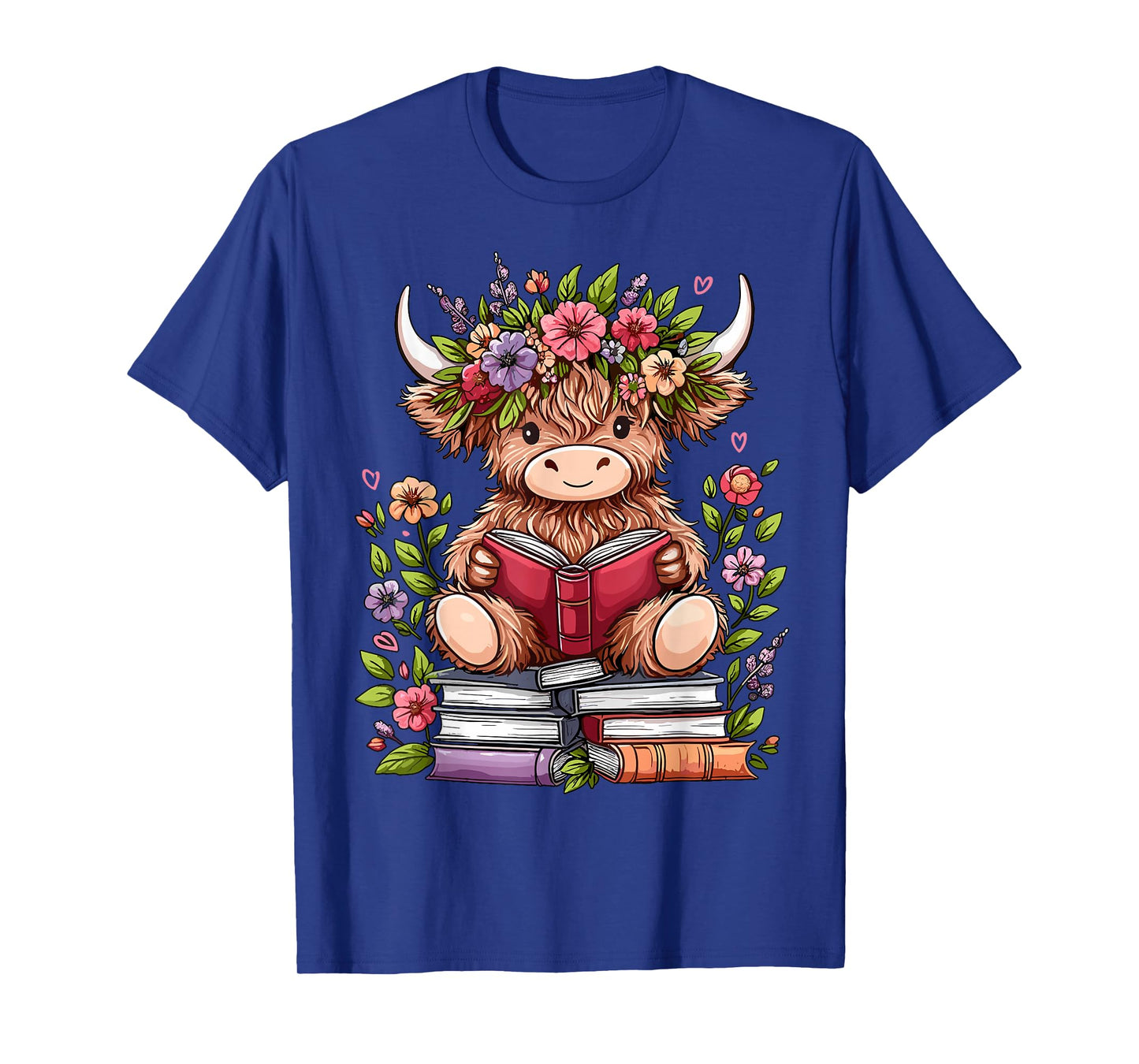 Cute Baby Highland Cow with Reading Book Bookworm T-Shirt