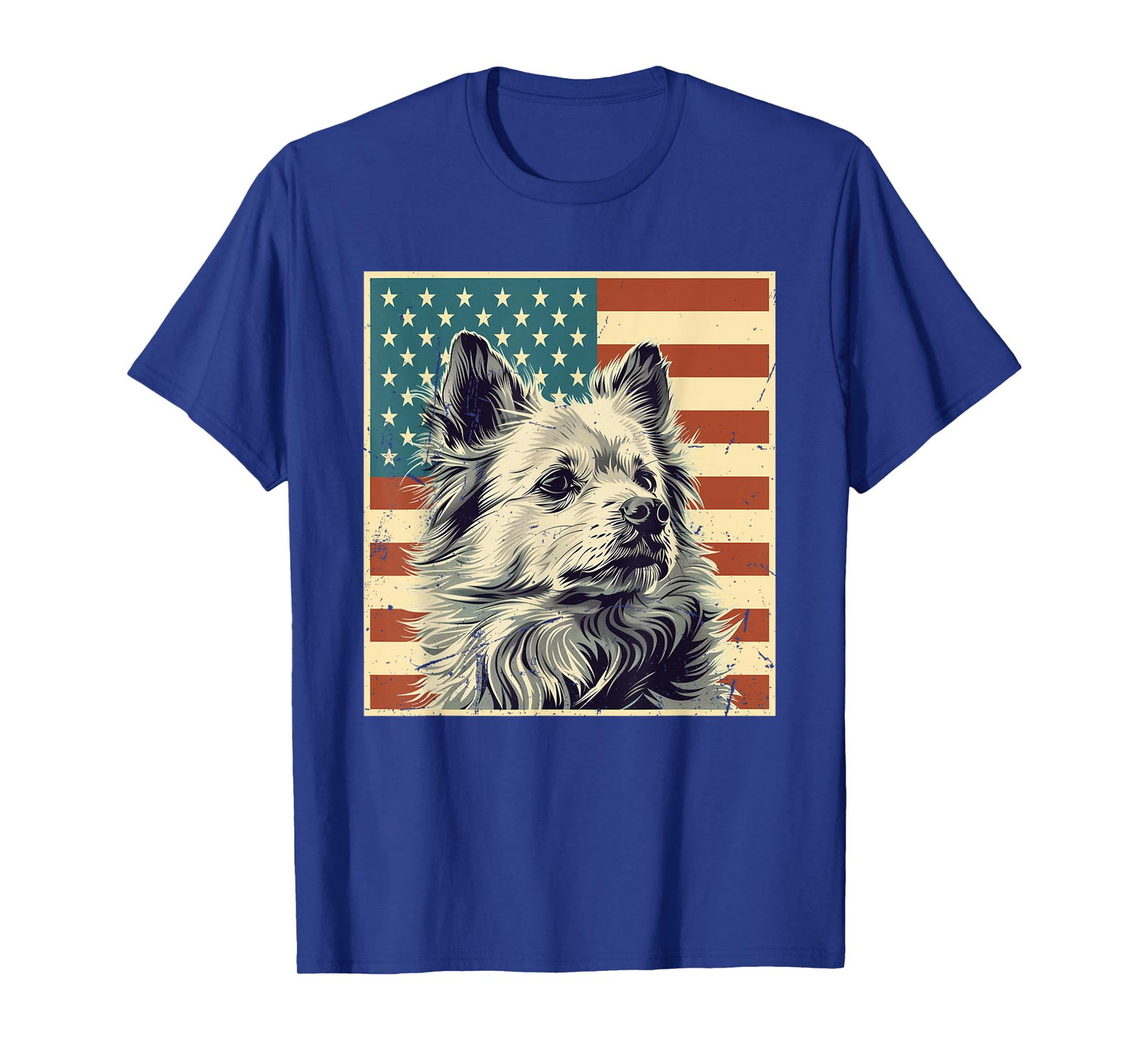 American Eskimo Vintage USA Flag Eskie Dog Lover 4th of July T-Shirt
