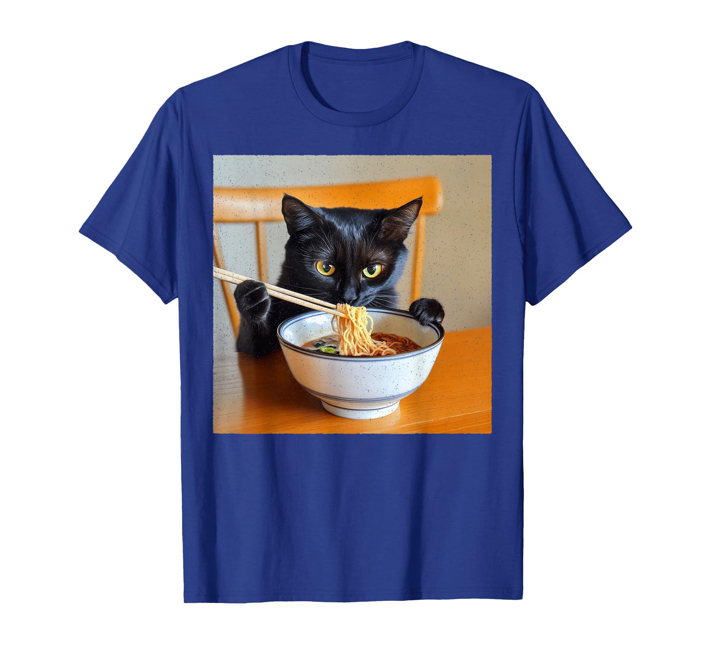 Real Ramen Kitty – Eating Japanese Noodles Funny Black Cat T-Shirt