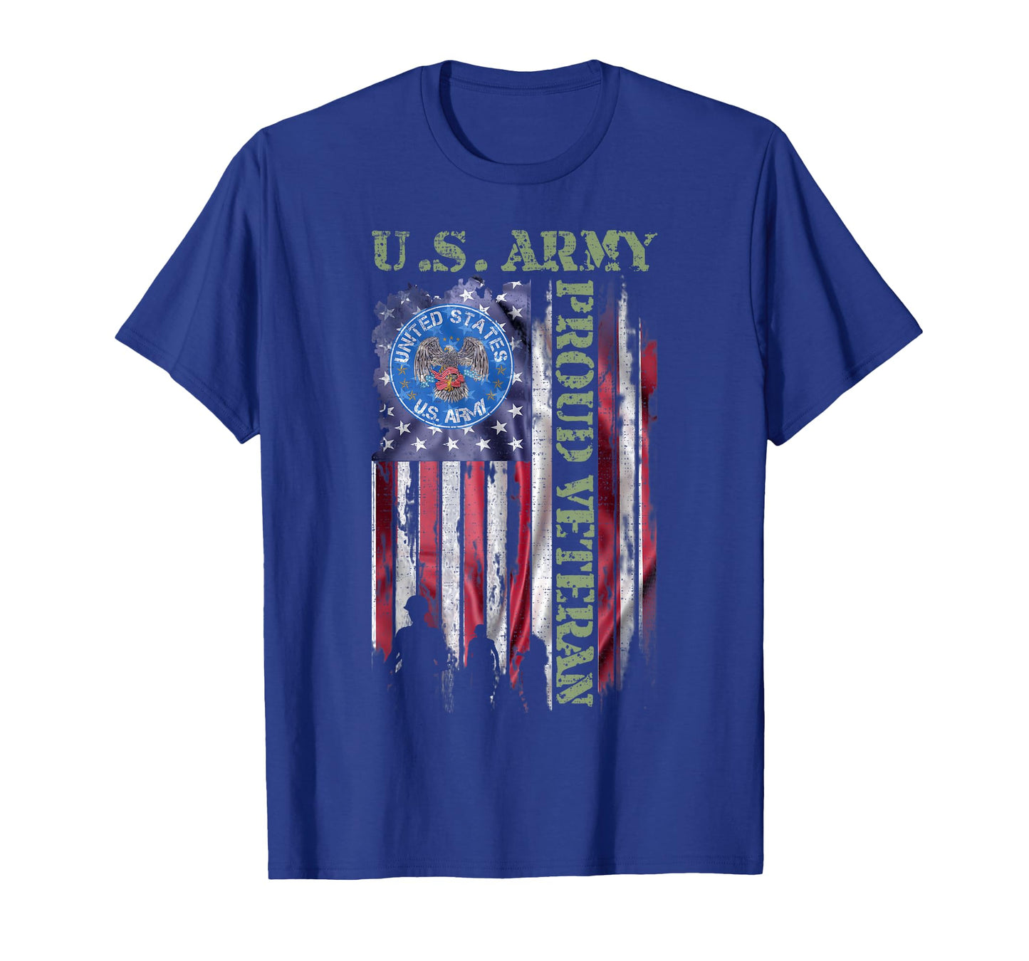 Vintage USA American Flag US Army Proud Veteran Military T-Shirt