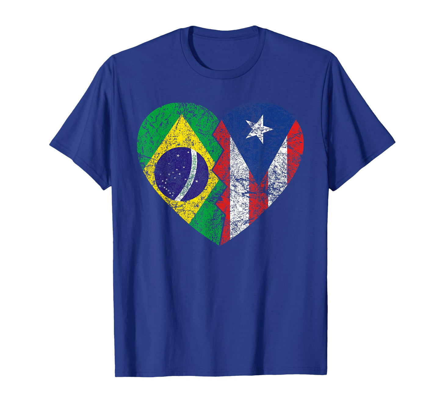 Puerto Rican Brazilian Flags Heart | Brazil Puerto Rico T-Shirt
