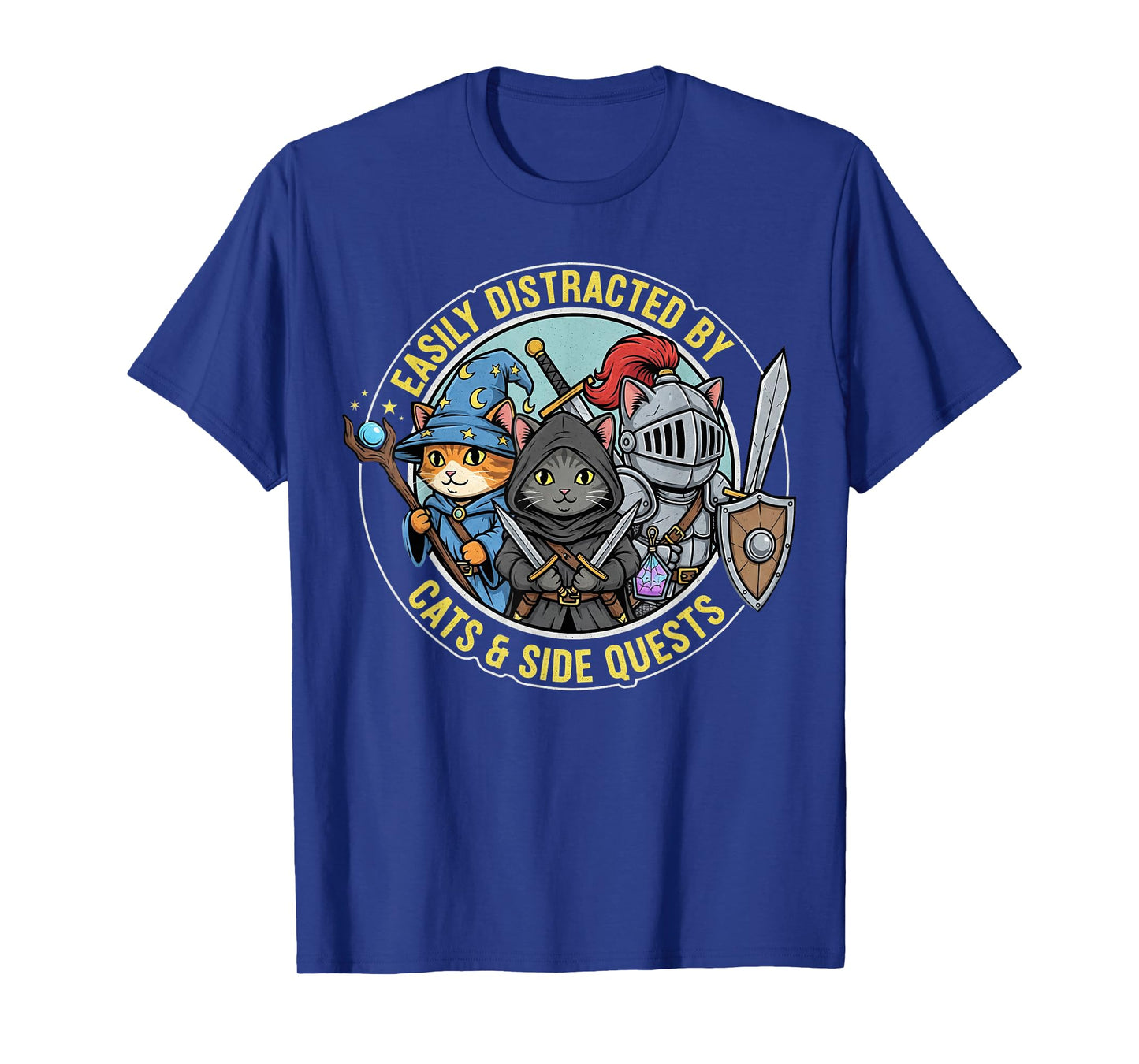 Gamer Easily Distracted by Cats Side Quests RPG Cat Funny T-Shirt