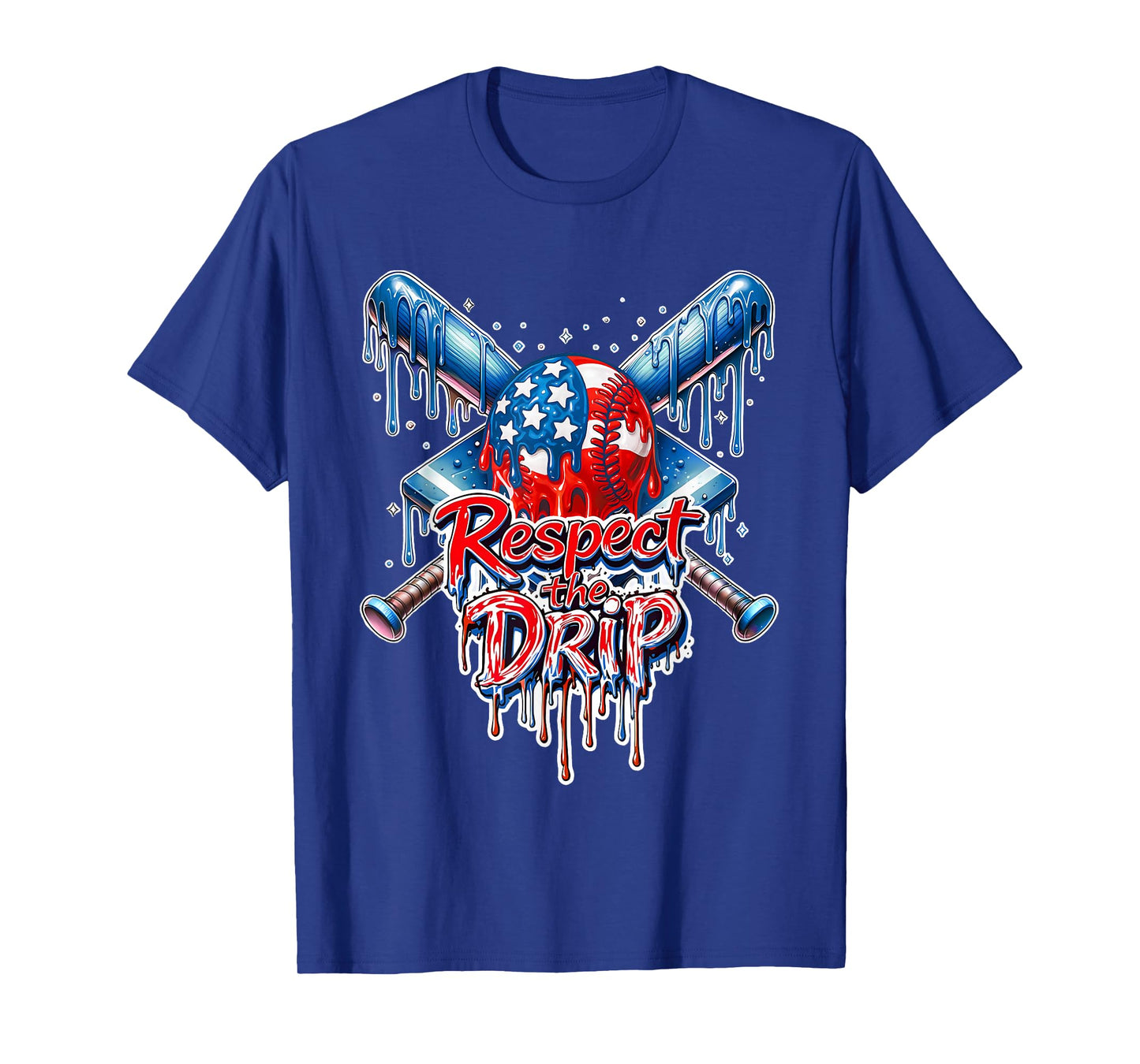 Respect The Drip Baseball American Flag Ice Cream Drip Youth T-Shirt