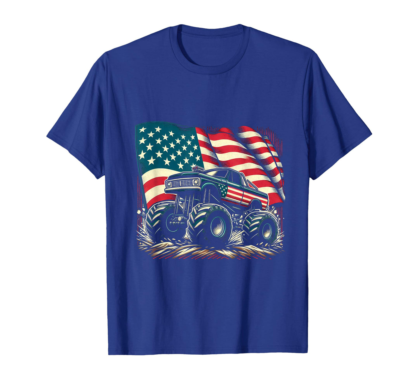Patriotic USA Monster Truck Adult T-Shirt
