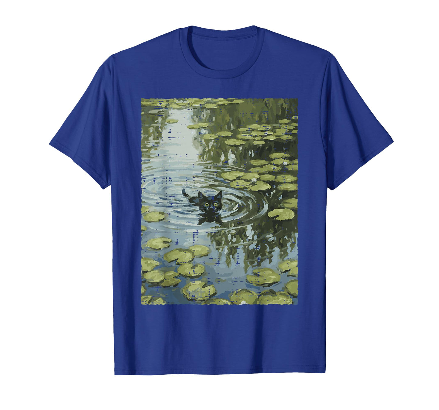 Black Cat Monet Water Lilies Kitten Painting Women Men Kids T-Shirt