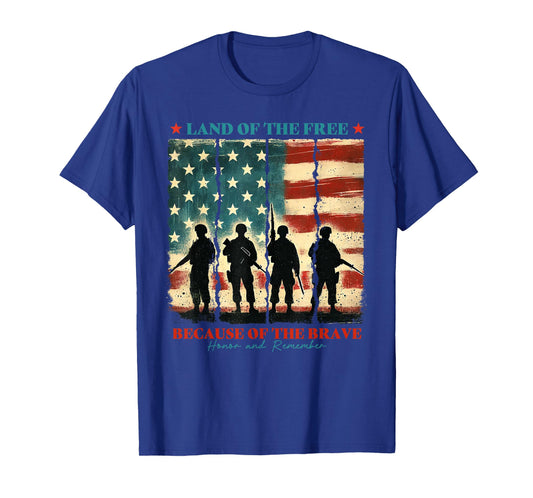 Land Of The Free Usa American Flag 4th Of July Veteran T-Shirt