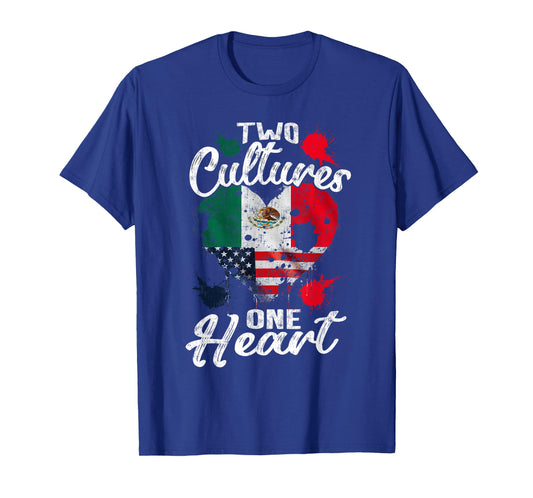 Zwei Kulturen EIN Herz Mexico USA Mexican American T-Shirt