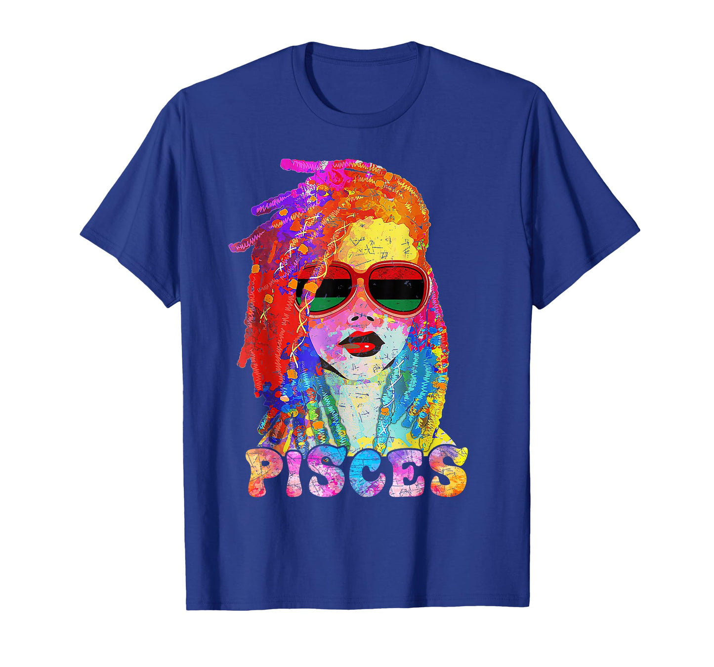 Pisces Girl Loc'd Hair Art Zodiac Birthday Black Woman T-Shirt