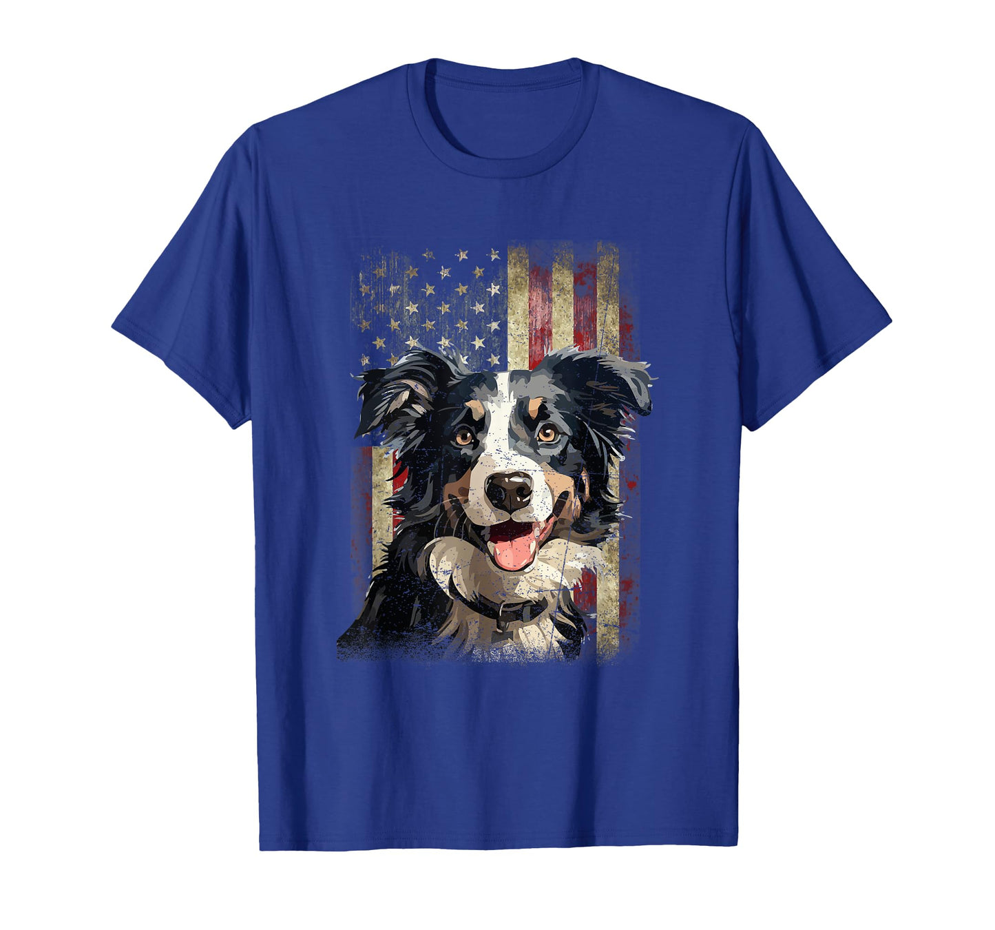 Patriotic Tricolor Border Collie Flag American USA Dog Lover Women Men T-Shirt