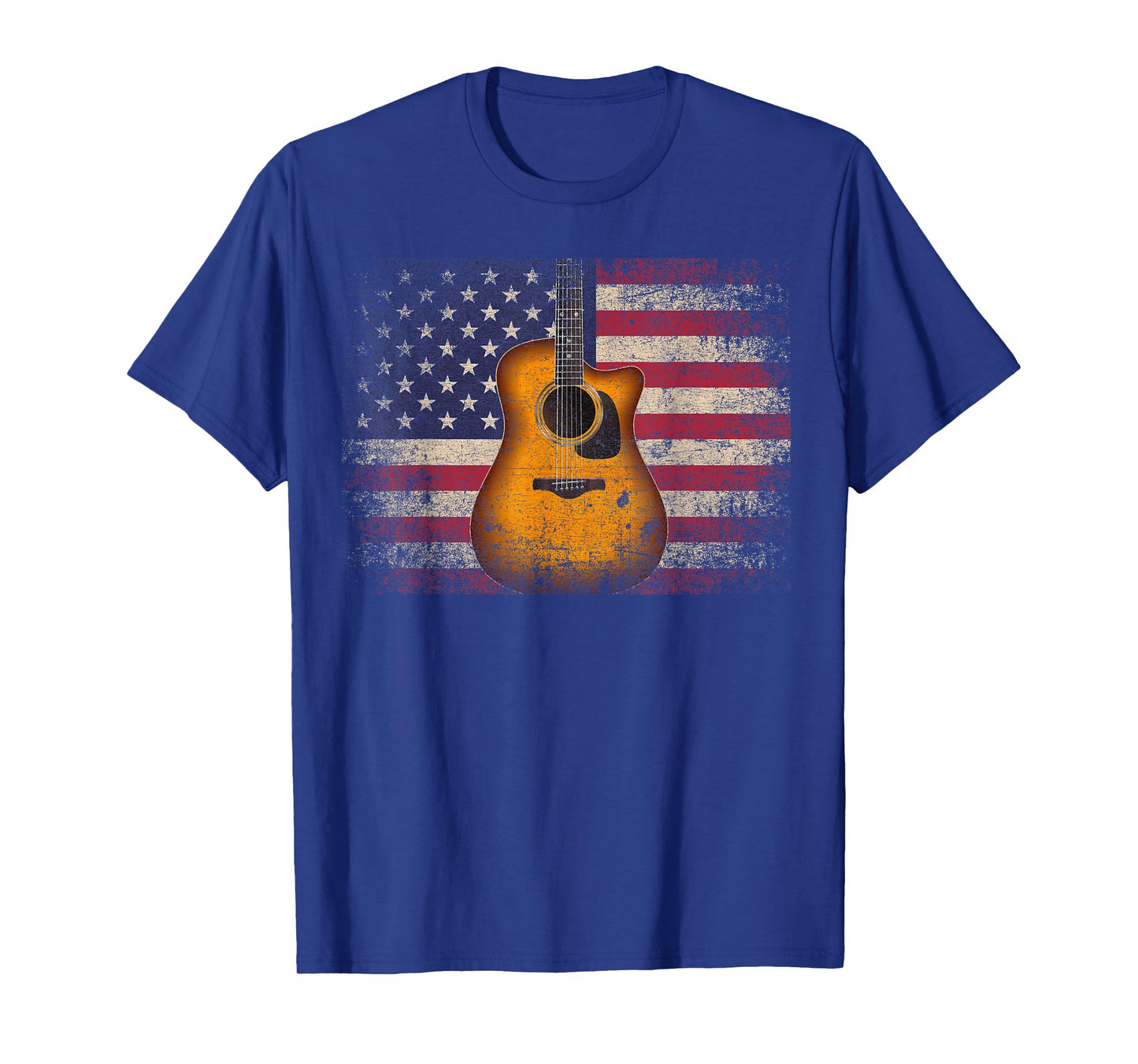 Guitar 4th of July Gift American Flag USA - Country Music T-Shirt Small