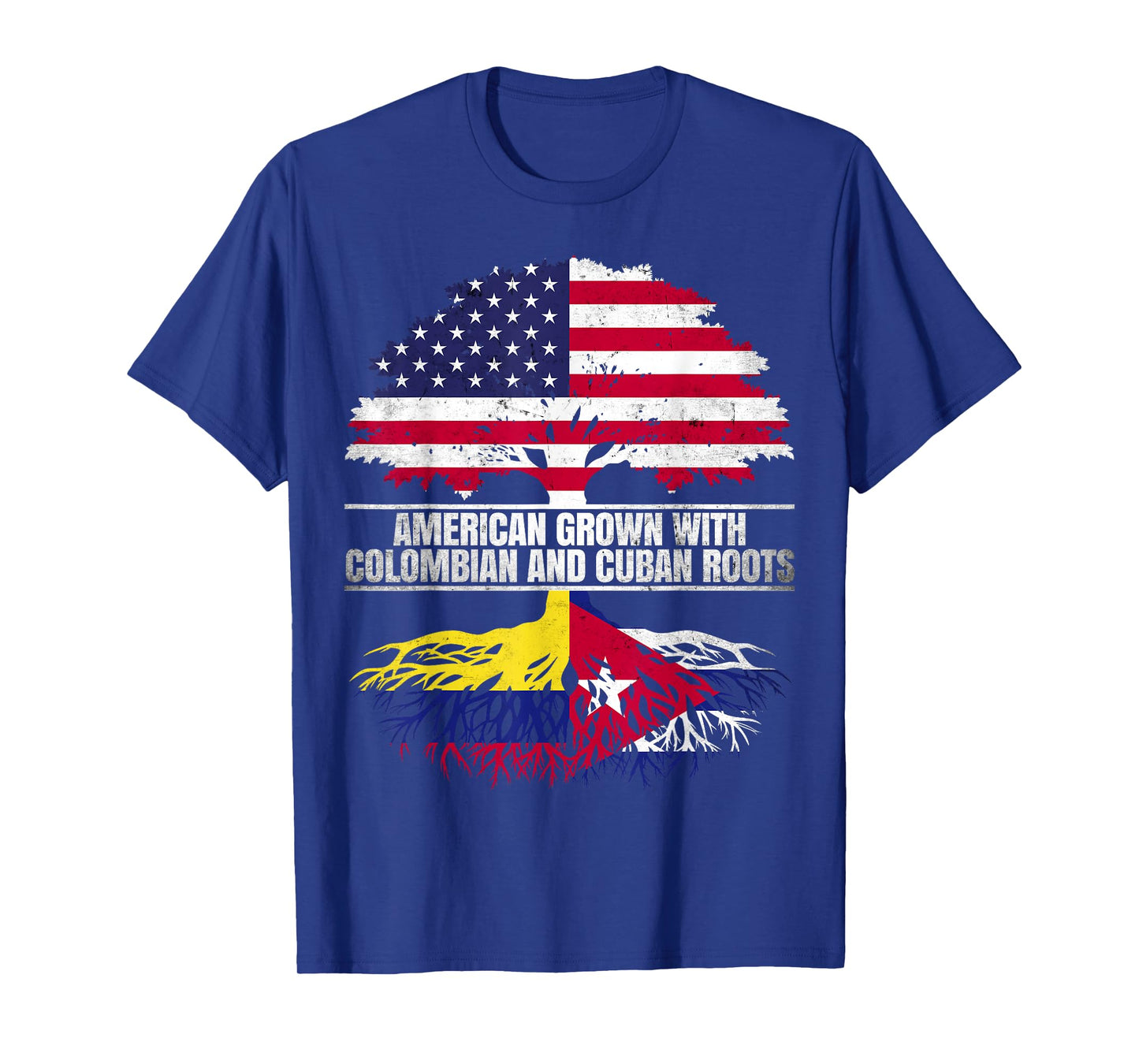 American Grown with Flag Heritage Colombian Cuban Roots T-Shirt