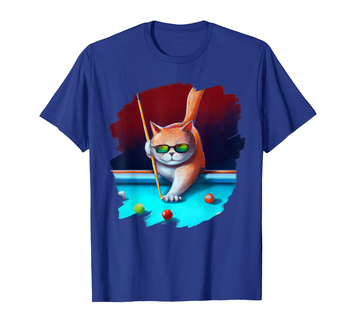 Cat Playing Pool Billiards in Lounge Cool Funny Cats T-Shirt