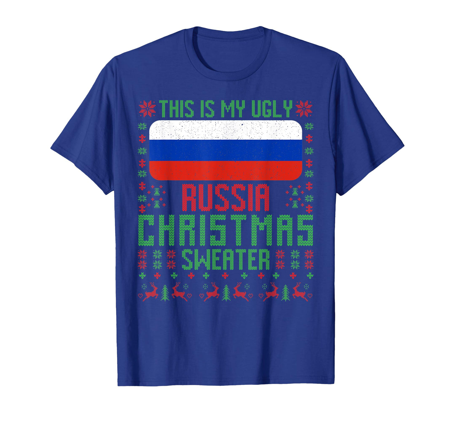 Russia Ugly Christmas Sweater Russia Flag for Russian T-Shirt