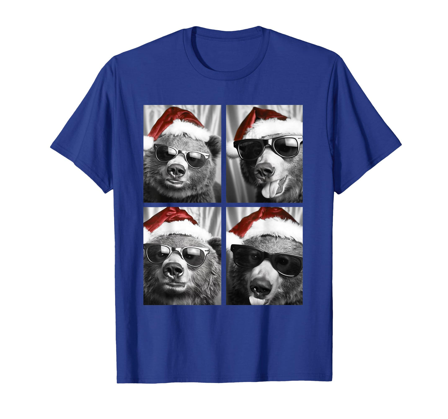 Funny Christmas Bears with Sunglasses Santa Hat Festive Meme T-Shirt