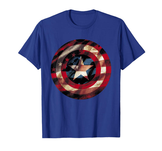 Marvel Comics Captain America Graphic Flag Fill Shield T-Shirt