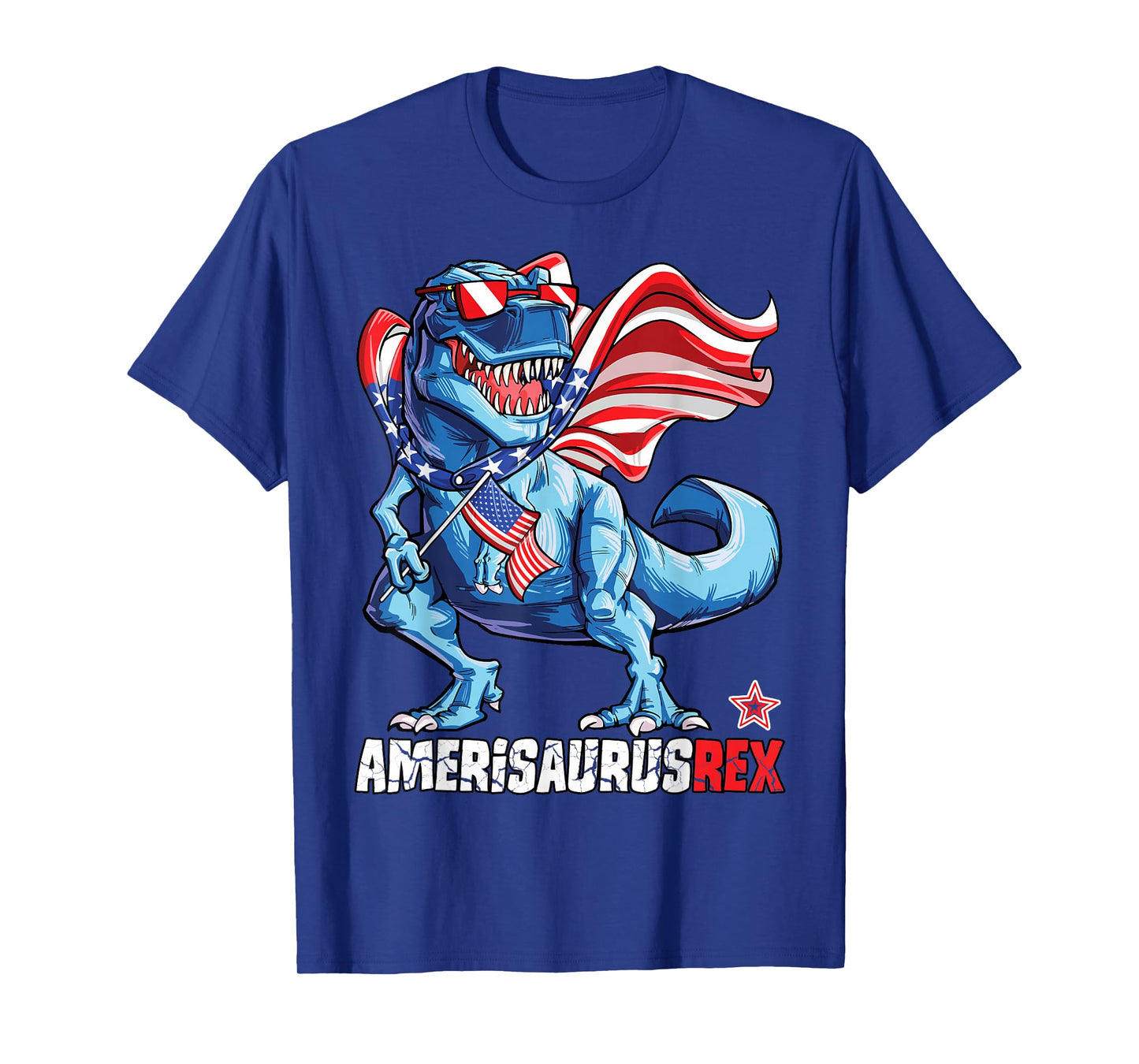 Dinosaur 4th of July Boys Girls Men Amerisaurus T Rex Funny T-Shirt Small