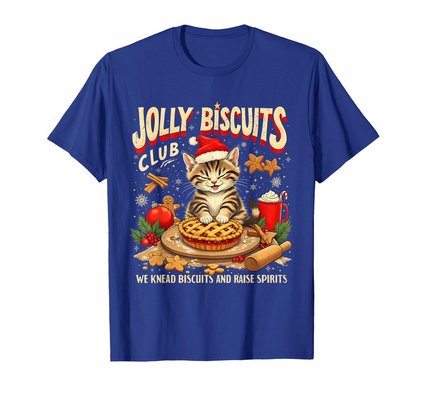 Christmas Jolly Biscuits Club Cute Cat Lovers Baking Squad T-Shirt